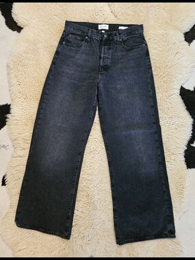 FRAME DENIM Luxury Brand Jeans 'The Loose' Wide Leg Jeans Size 28 Black Wash